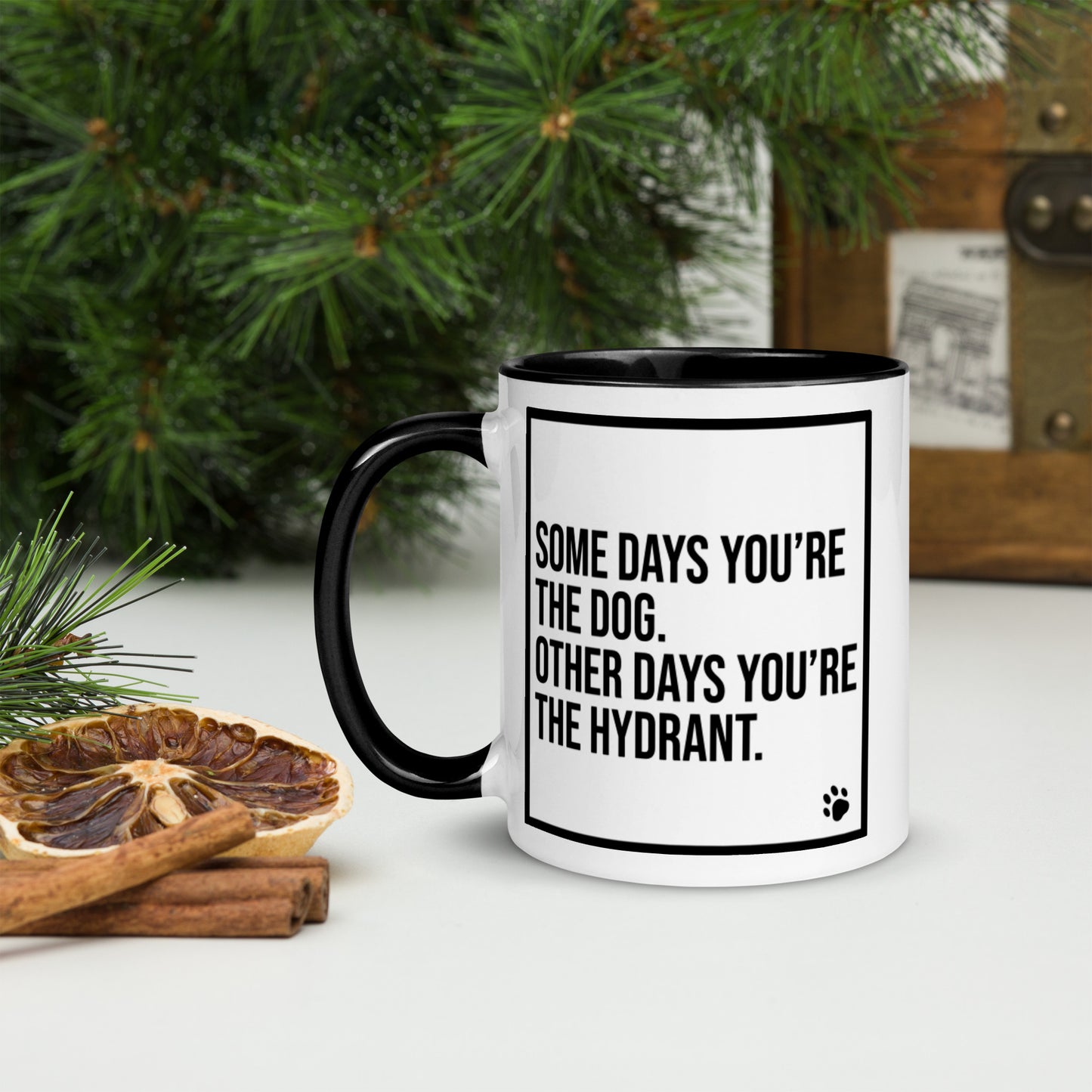 Some Days You're the Dog. Other Days You're the Hydrant: Mug with Color Inside