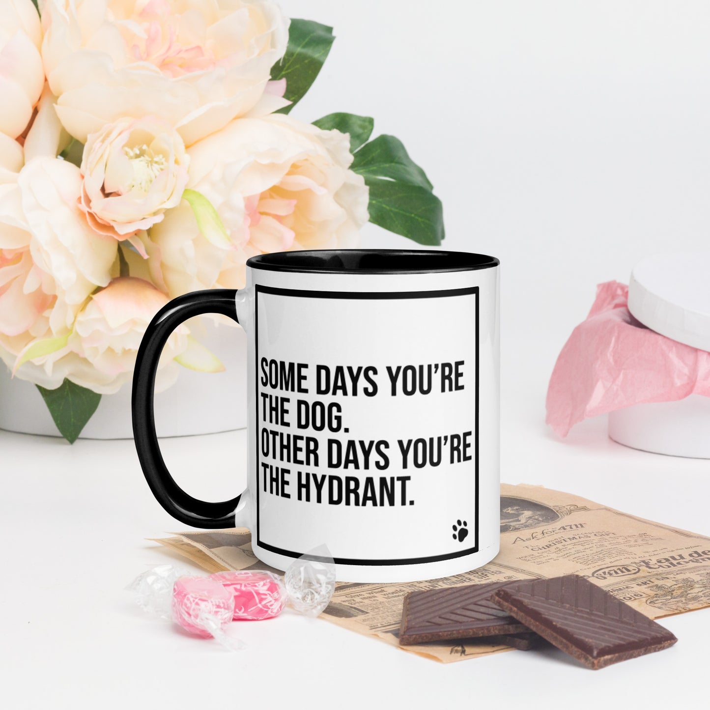 Some Days You're the Dog. Other Days You're the Hydrant: Mug with Color Inside