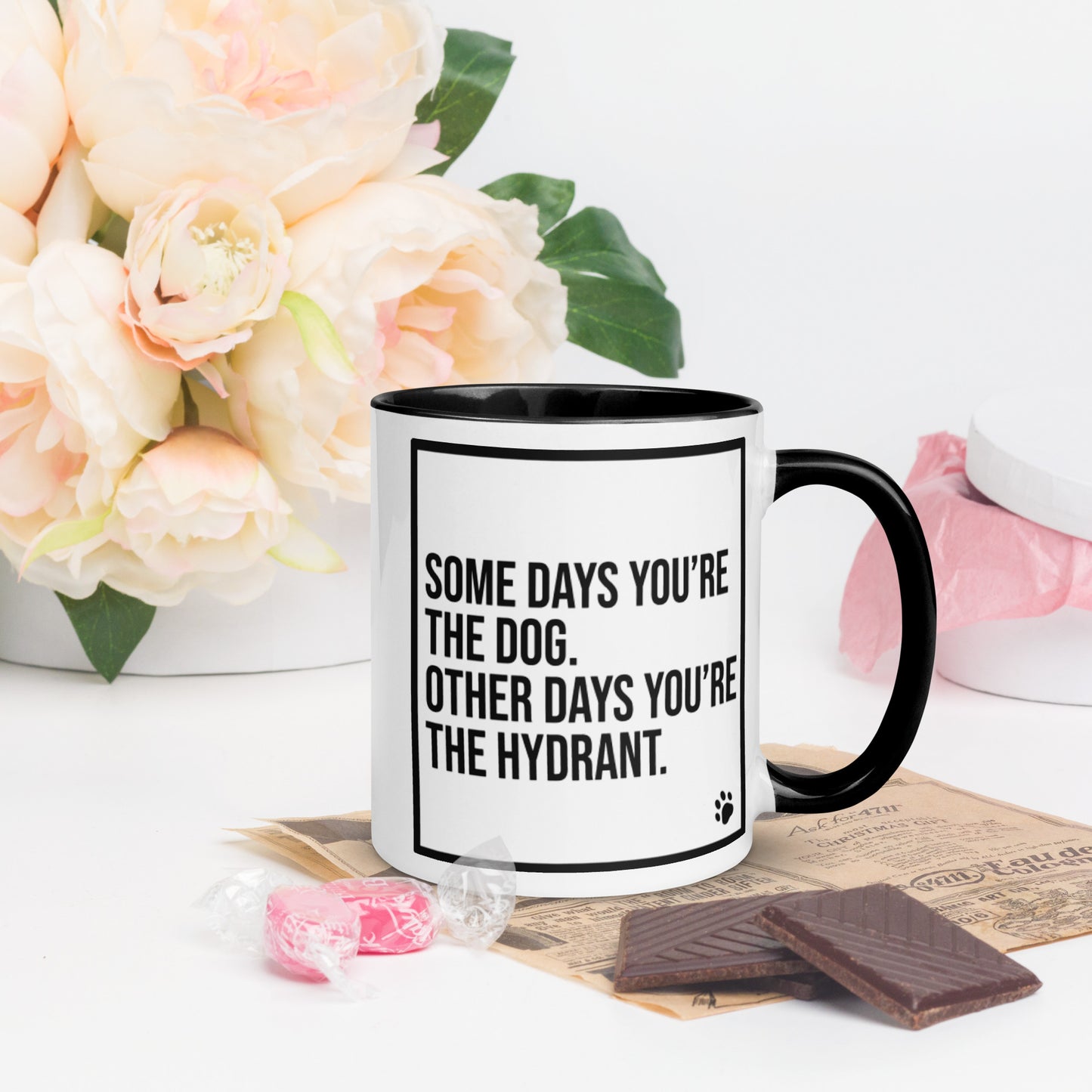 Some Days You're the Dog. Other Days You're the Hydrant: Mug with Color Inside