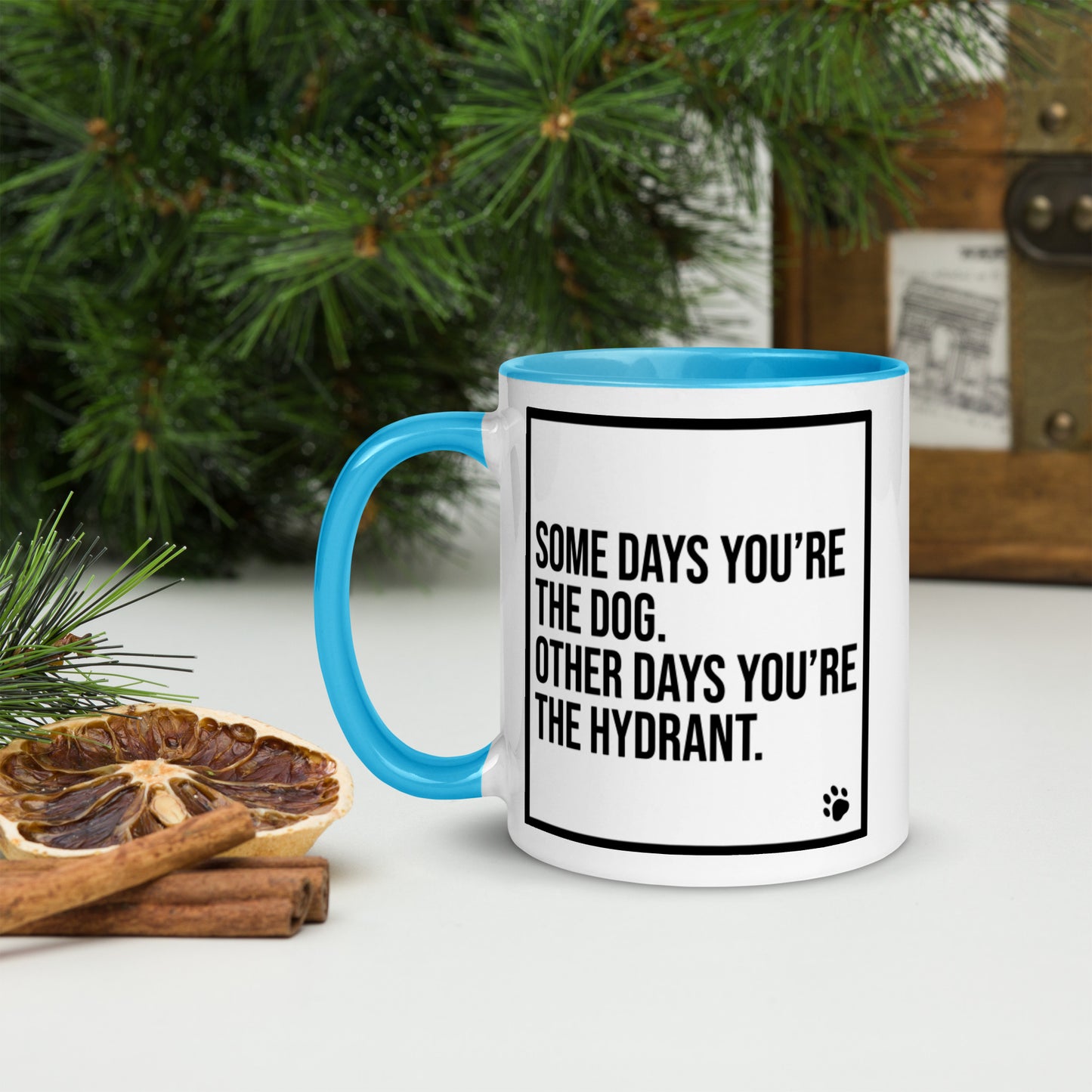 Some Days You're the Dog. Other Days You're the Hydrant: Mug with Color Inside
