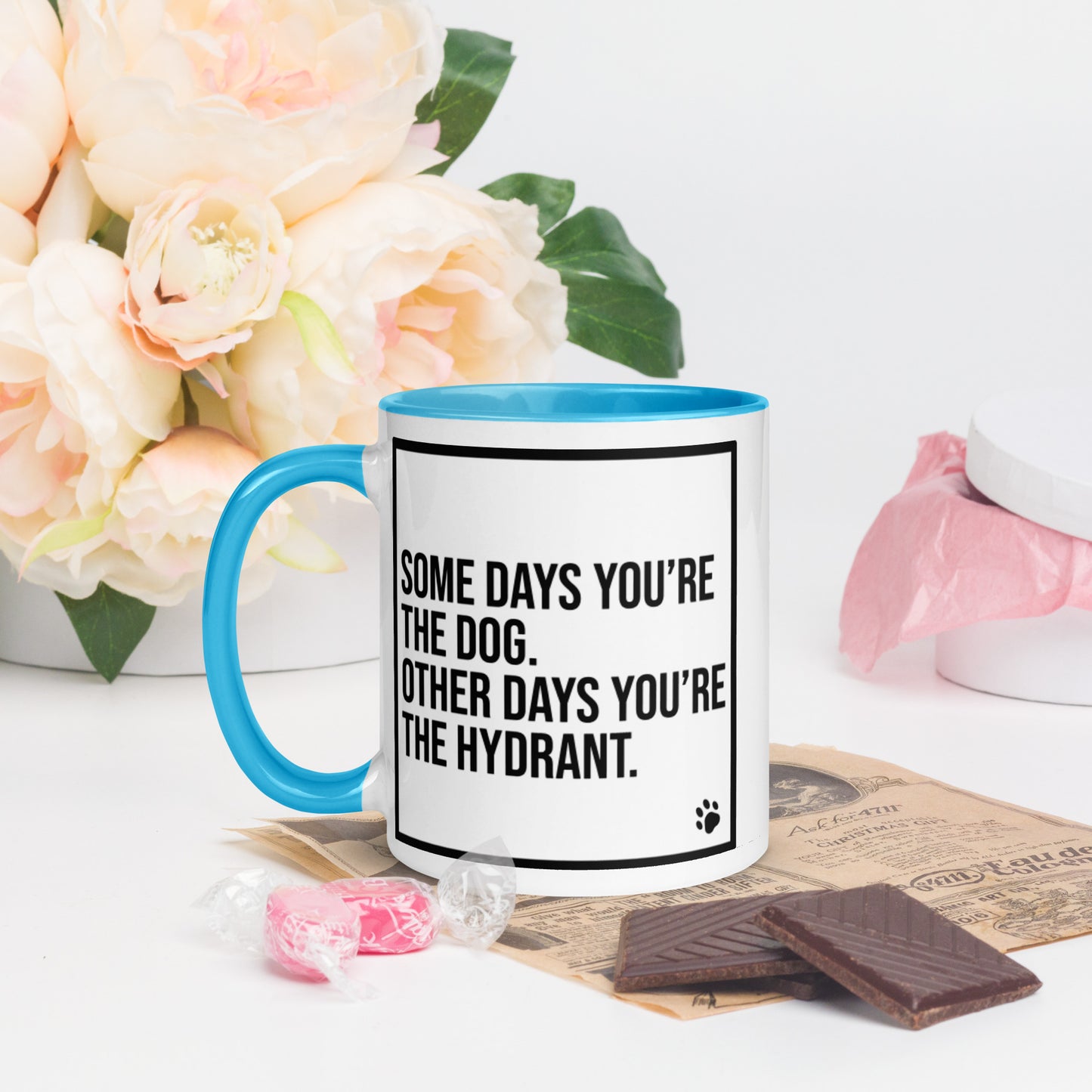 Some Days You're the Dog. Other Days You're the Hydrant: Mug with Color Inside