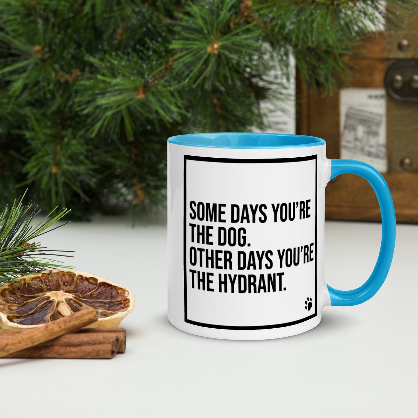 Some Days You're the Dog. Other Days You're the Hydrant: Mug with Color Inside