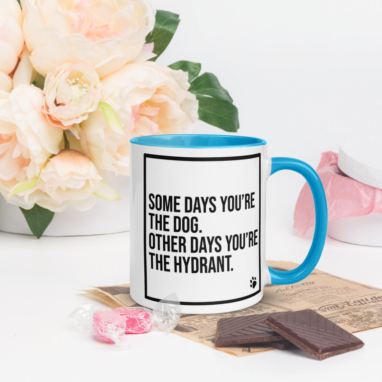 Some Days You're the Dog. Other Days You're the Hydrant: Mug with Color Inside