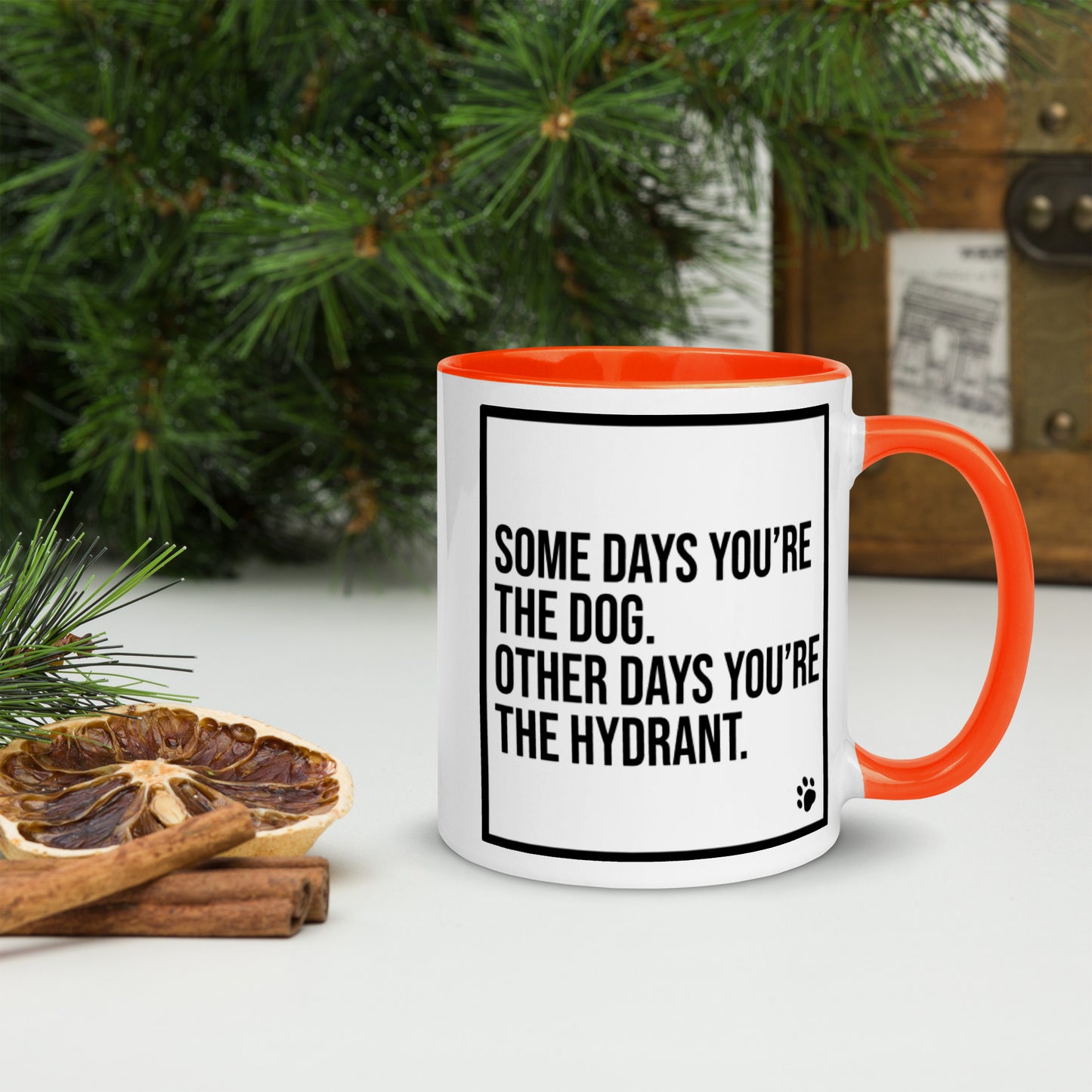 Some Days You're the Dog. Other Days You're the Hydrant: Mug with Color Inside