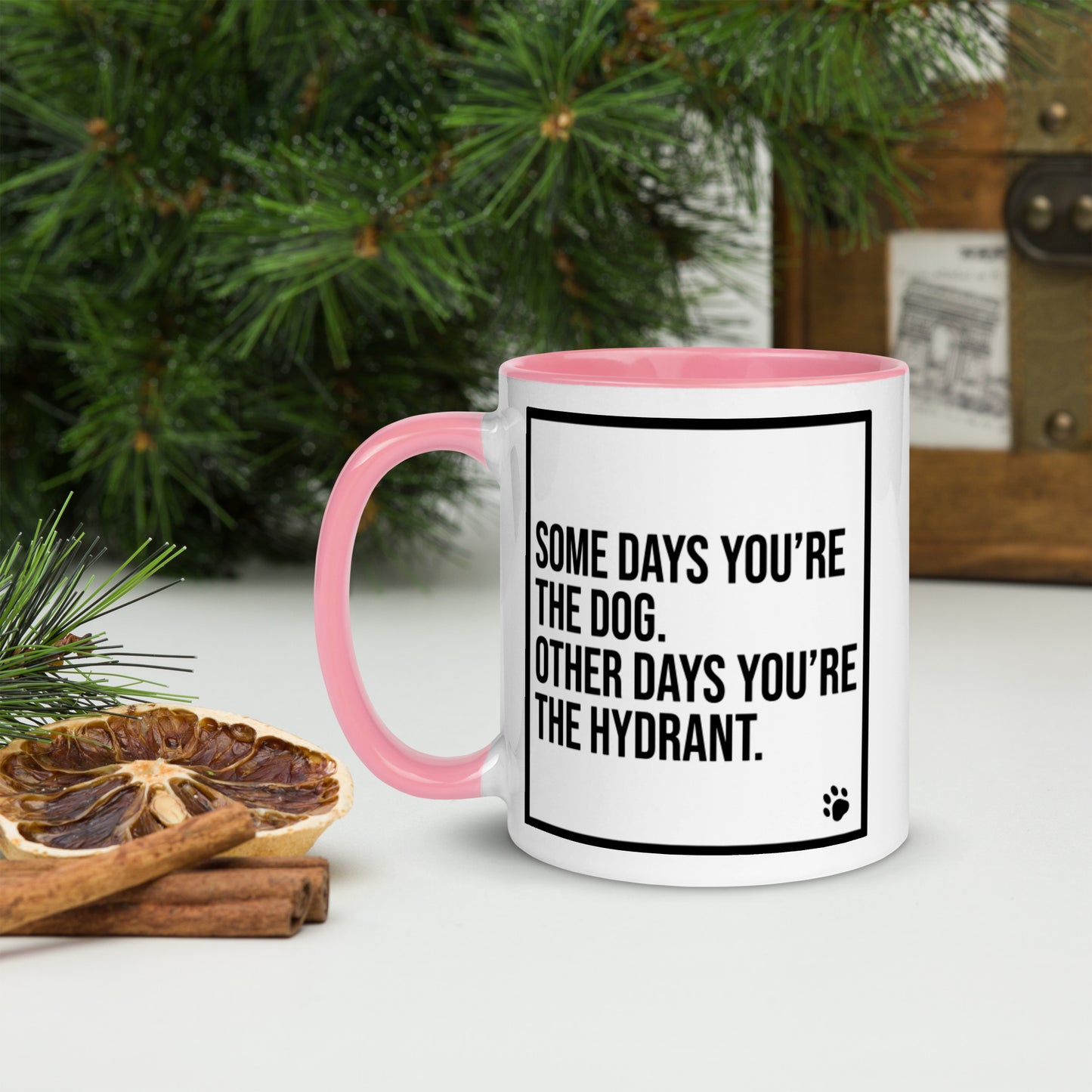 Some Days You're the Dog. Other Days You're the Hydrant: Mug with Color Inside
