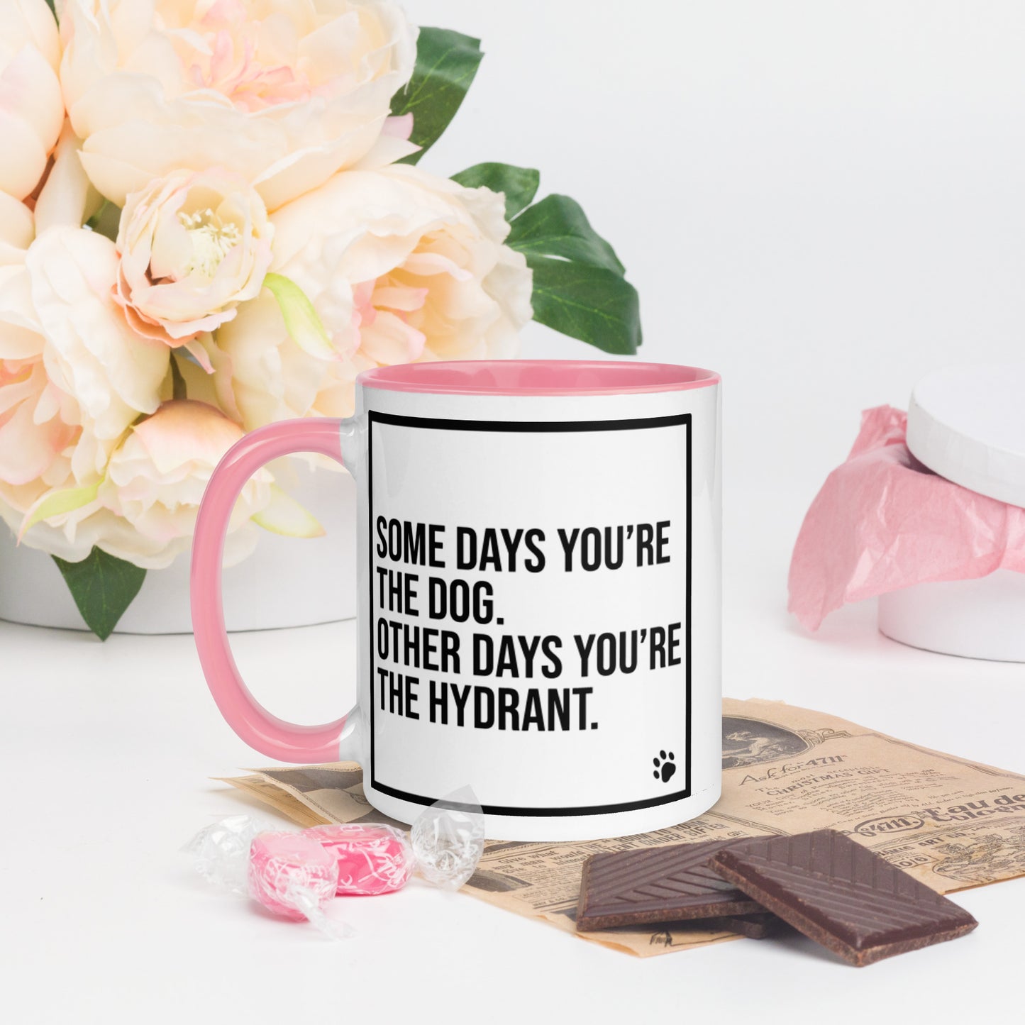 Some Days You're the Dog. Other Days You're the Hydrant: Mug with Color Inside