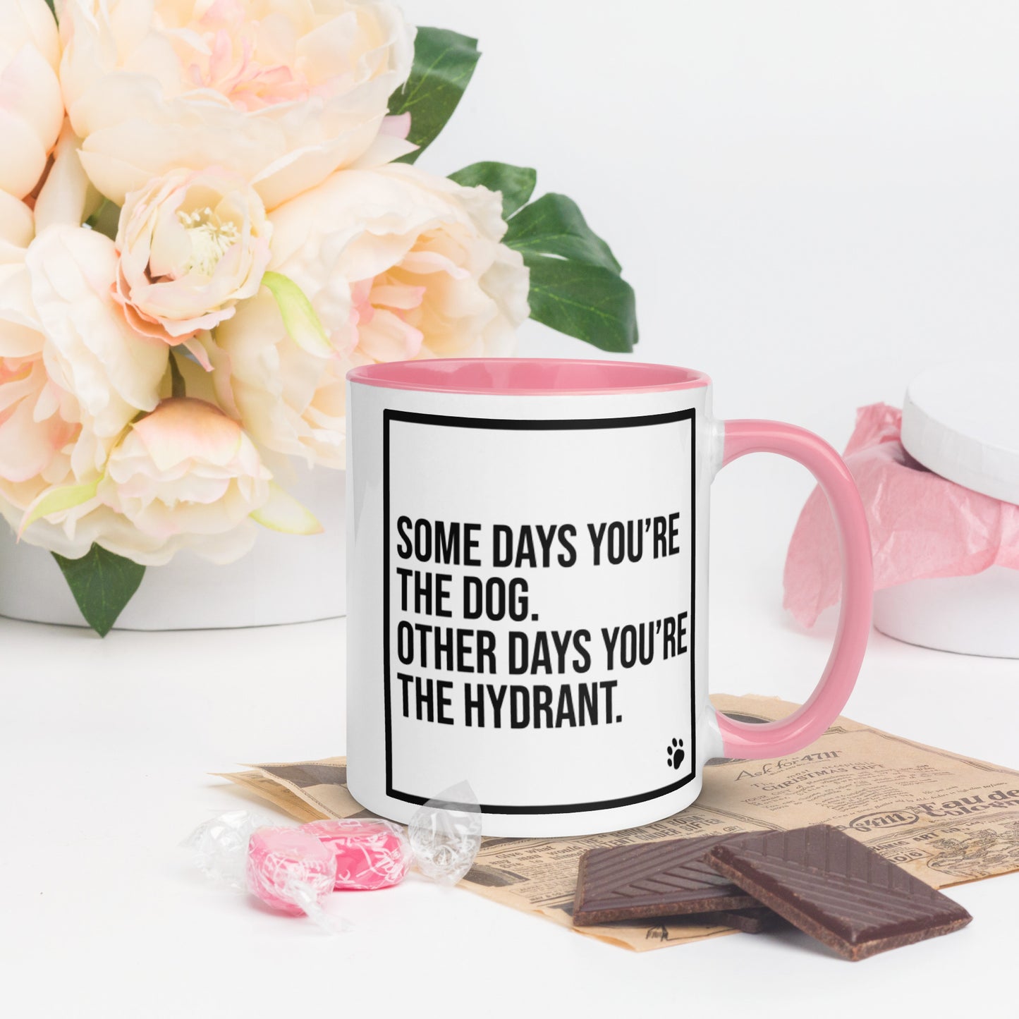 Some Days You're the Dog. Other Days You're the Hydrant: Mug with Color Inside