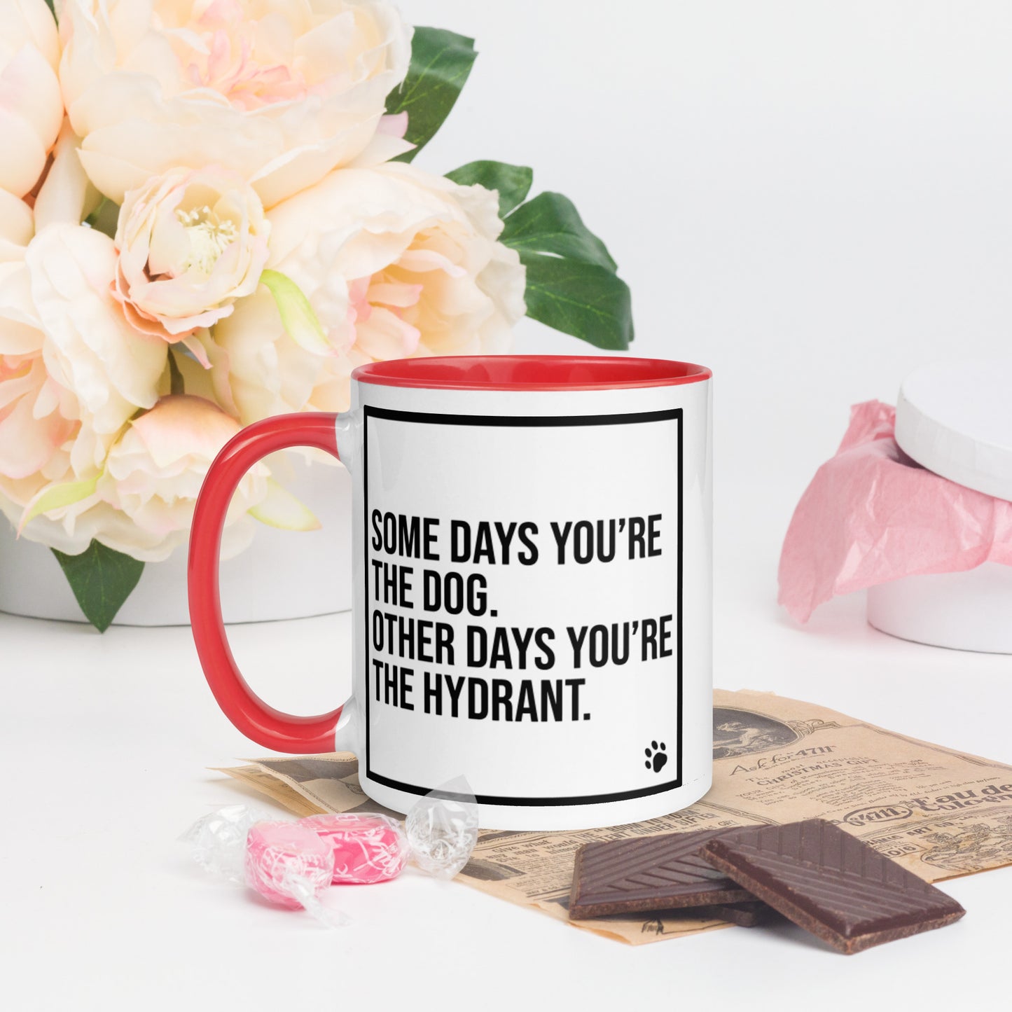 Some Days You're the Dog. Other Days You're the Hydrant: Mug with Color Inside