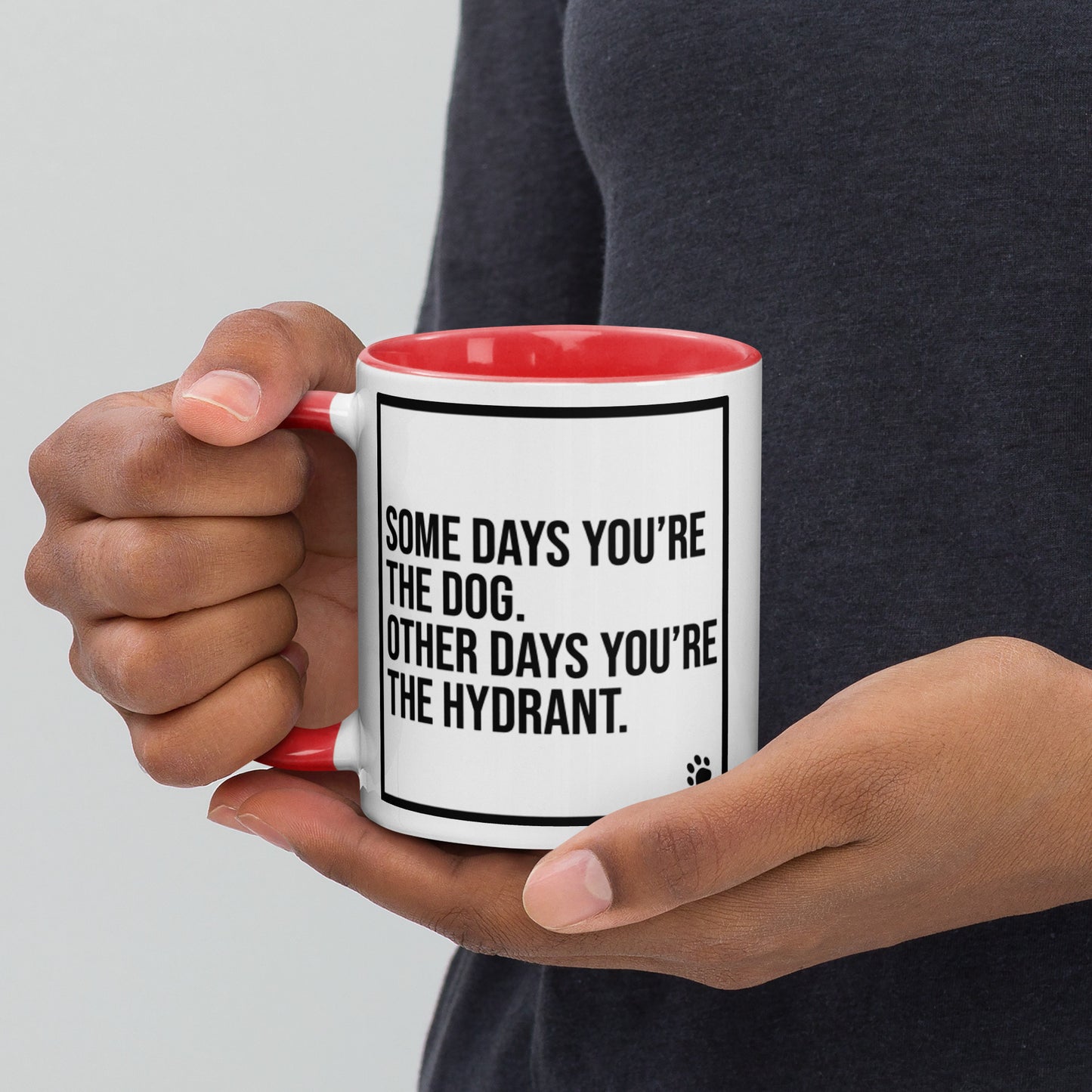 Some Days You're the Dog. Other Days You're the Hydrant: Mug with Color Inside