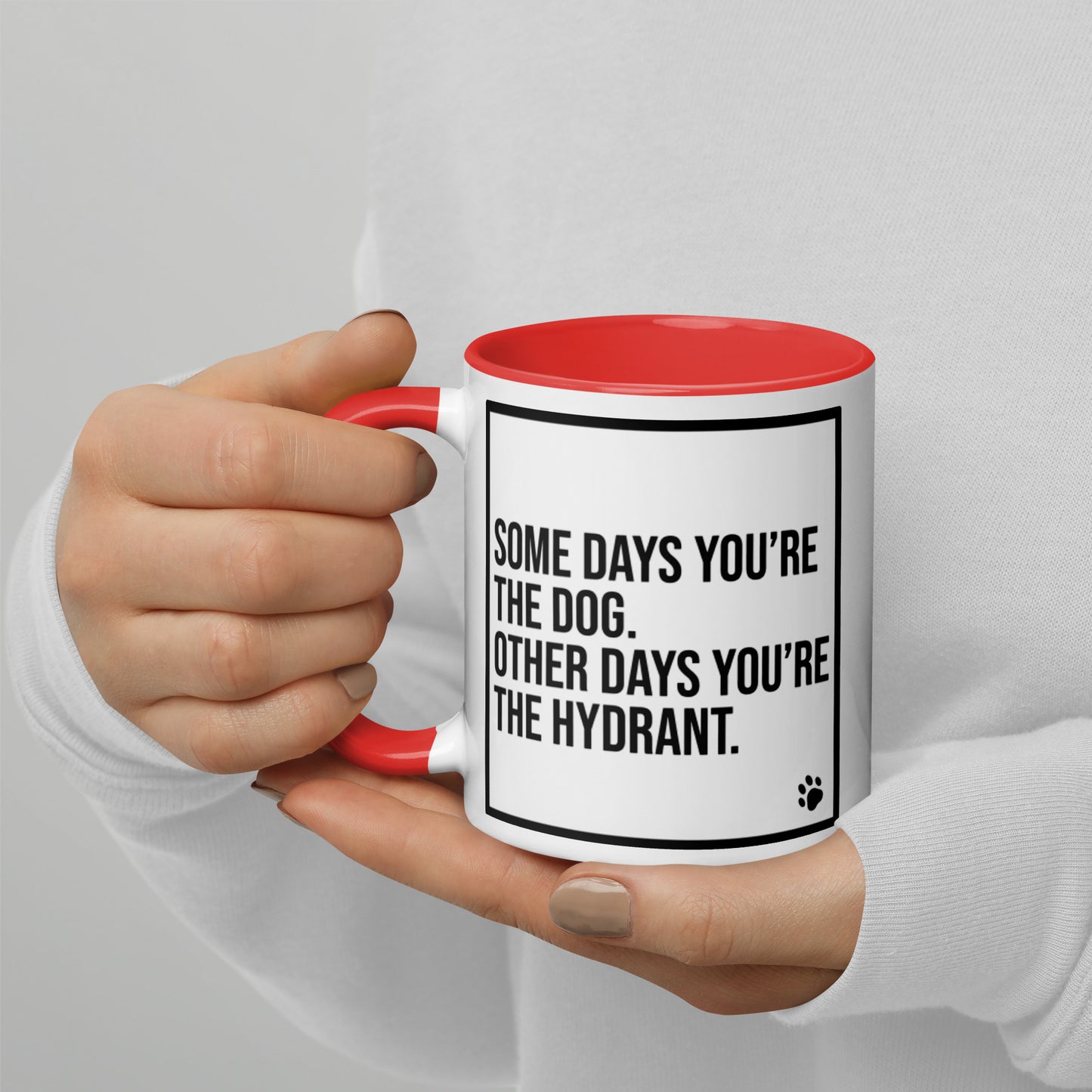 Some Days You're the Dog. Other Days You're the Hydrant: Mug with Color Inside