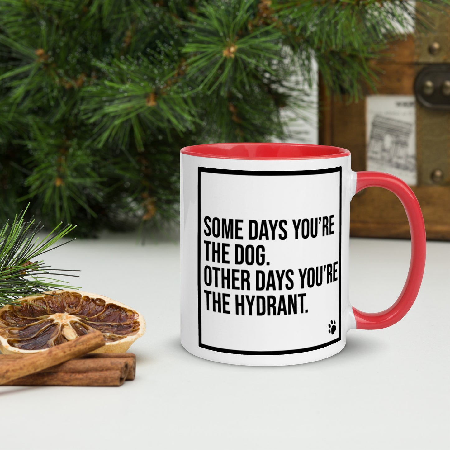 Some Days You're the Dog. Other Days You're the Hydrant: Mug with Color Inside