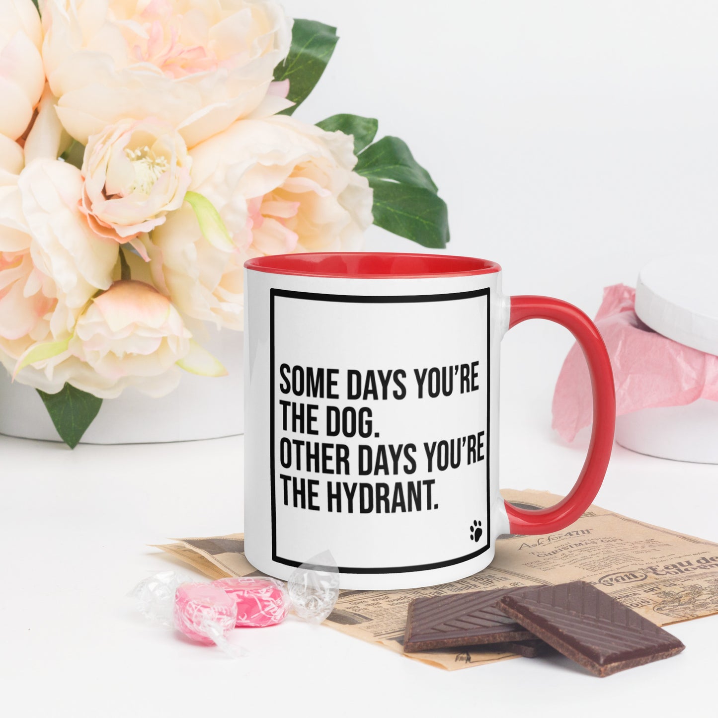 Some Days You're the Dog. Other Days You're the Hydrant: Mug with Color Inside