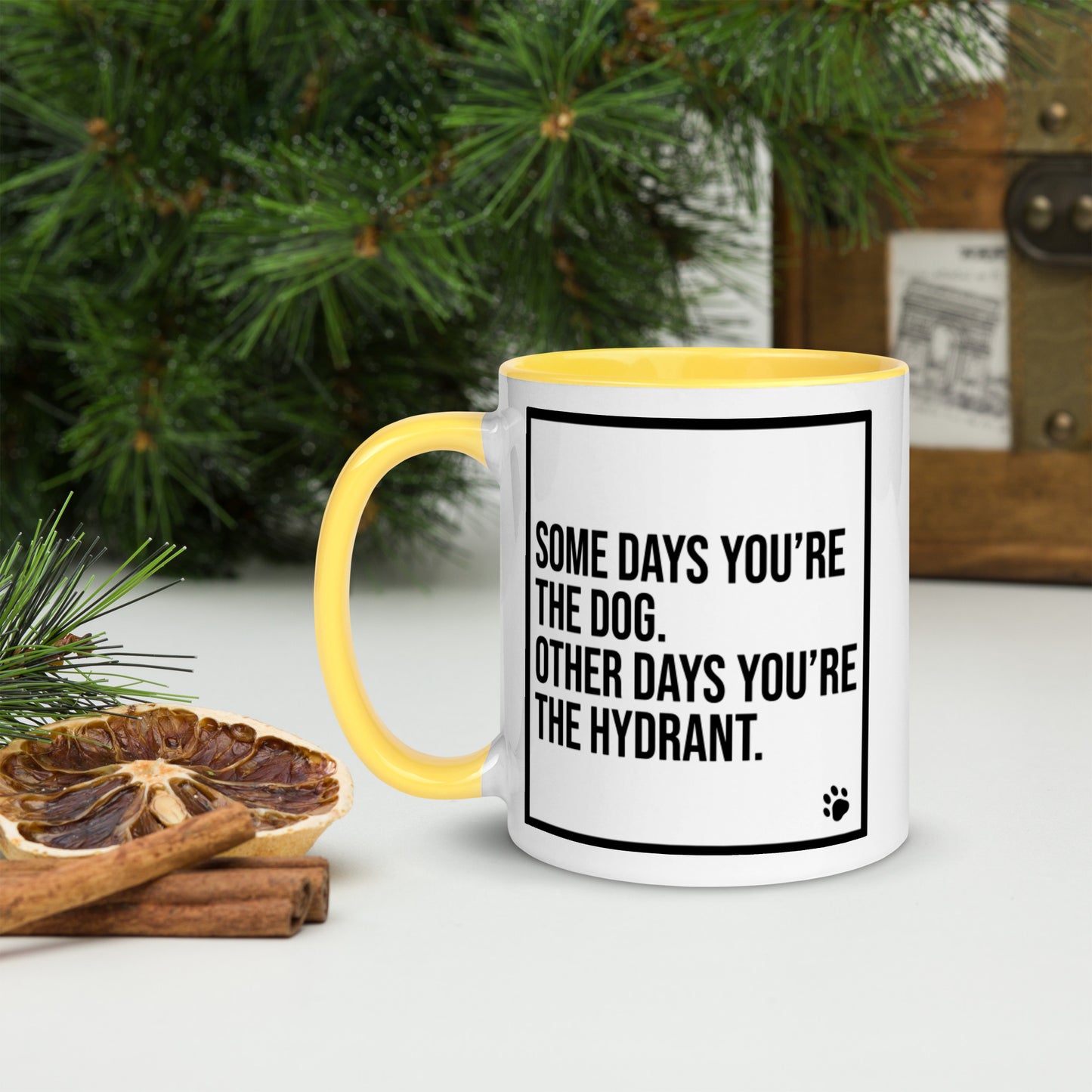 Some Days You're the Dog. Other Days You're the Hydrant: Mug with Color Inside