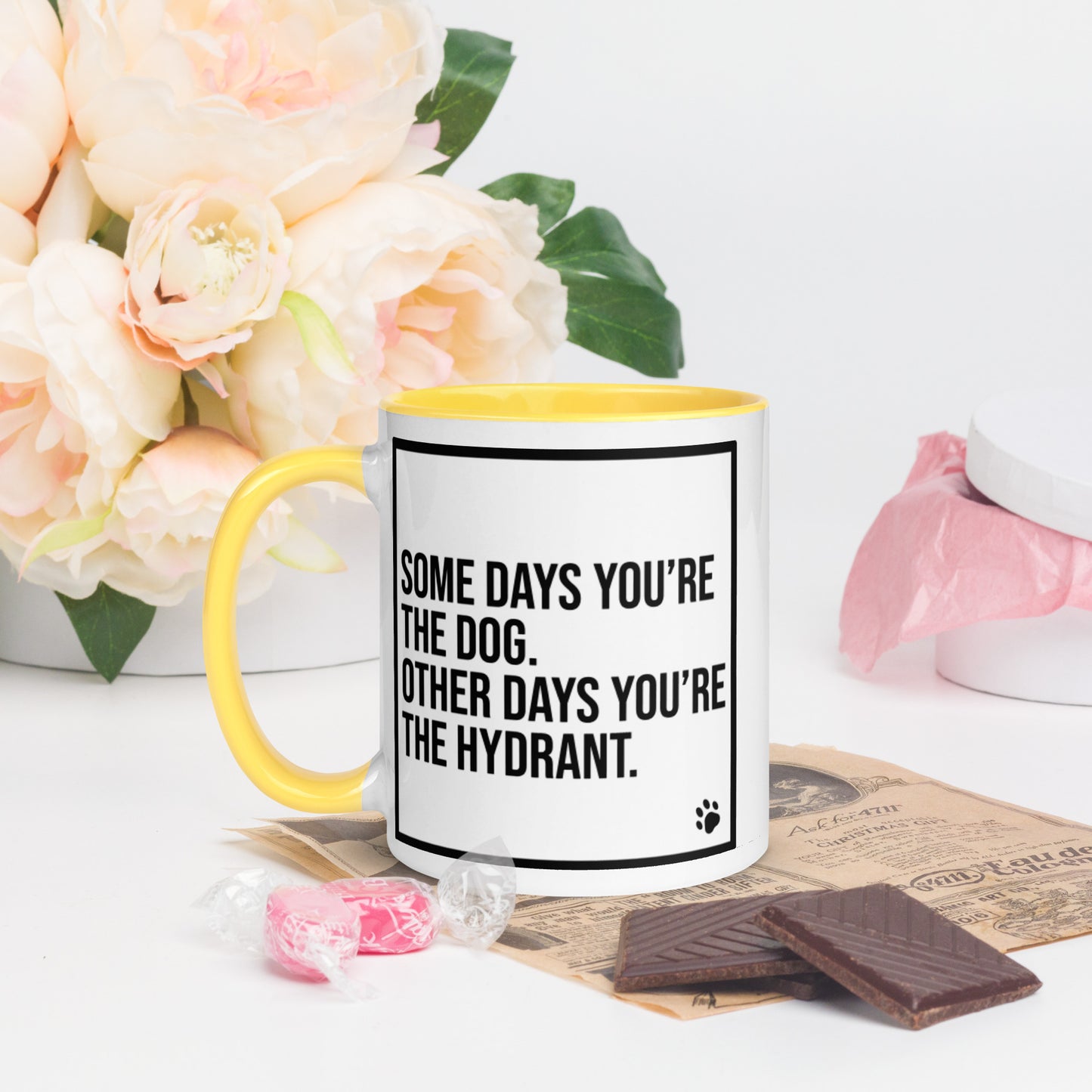 Some Days You're the Dog. Other Days You're the Hydrant: Mug with Color Inside