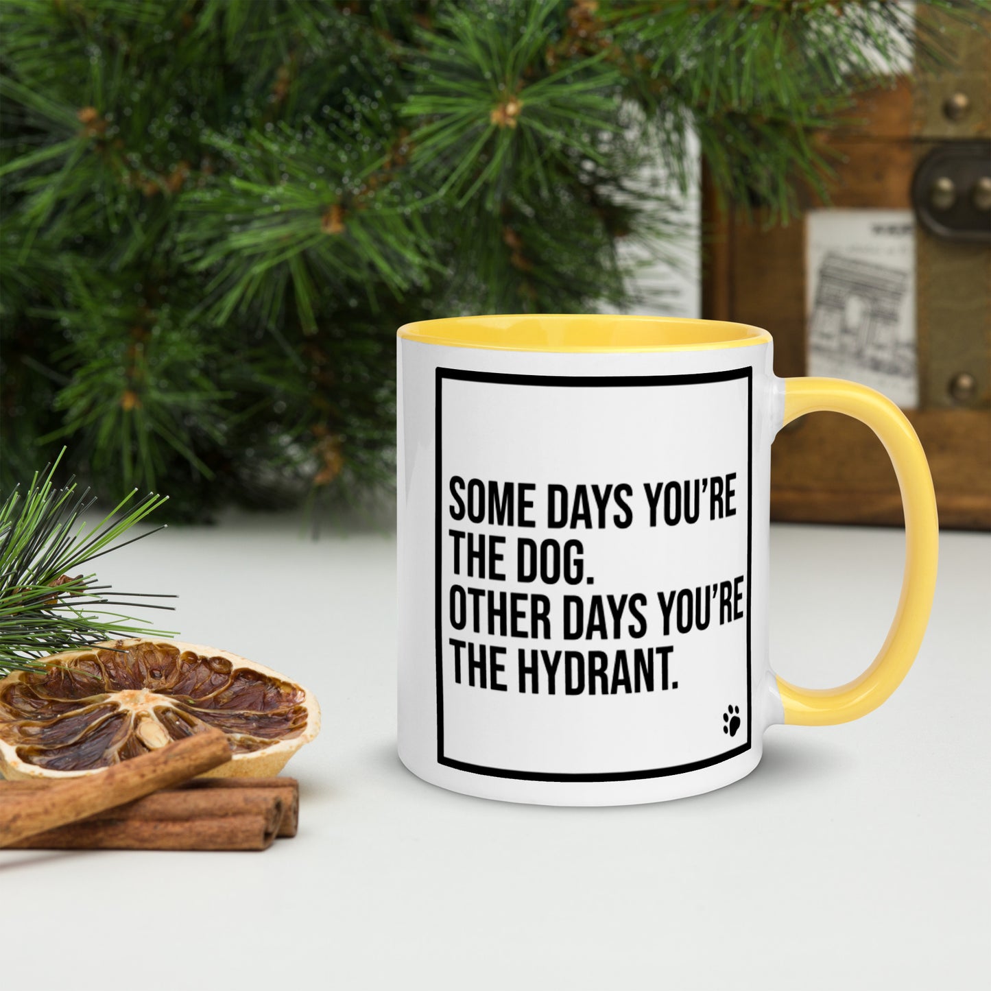 Some Days You're the Dog. Other Days You're the Hydrant: Mug with Color Inside