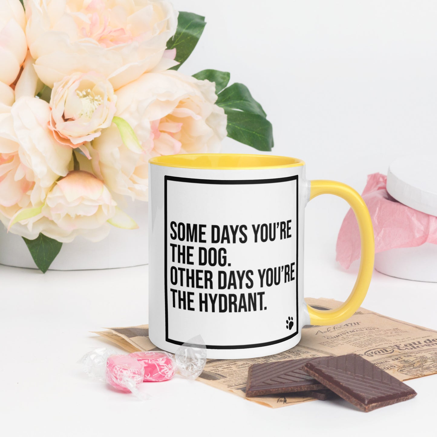 Some Days You're the Dog. Other Days You're the Hydrant: Mug with Color Inside